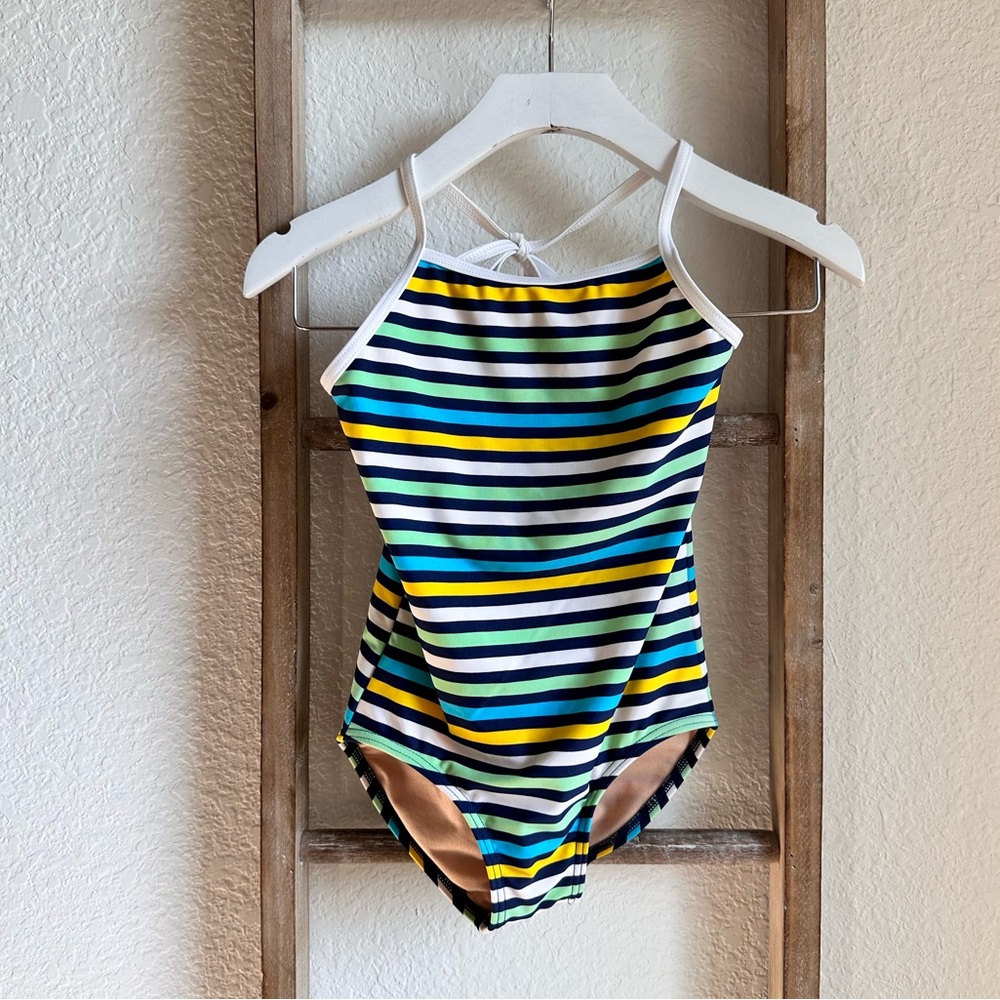 Toobydoo Caribbean Sunset Striped One Piece Swimsuit girl sz: 7/8